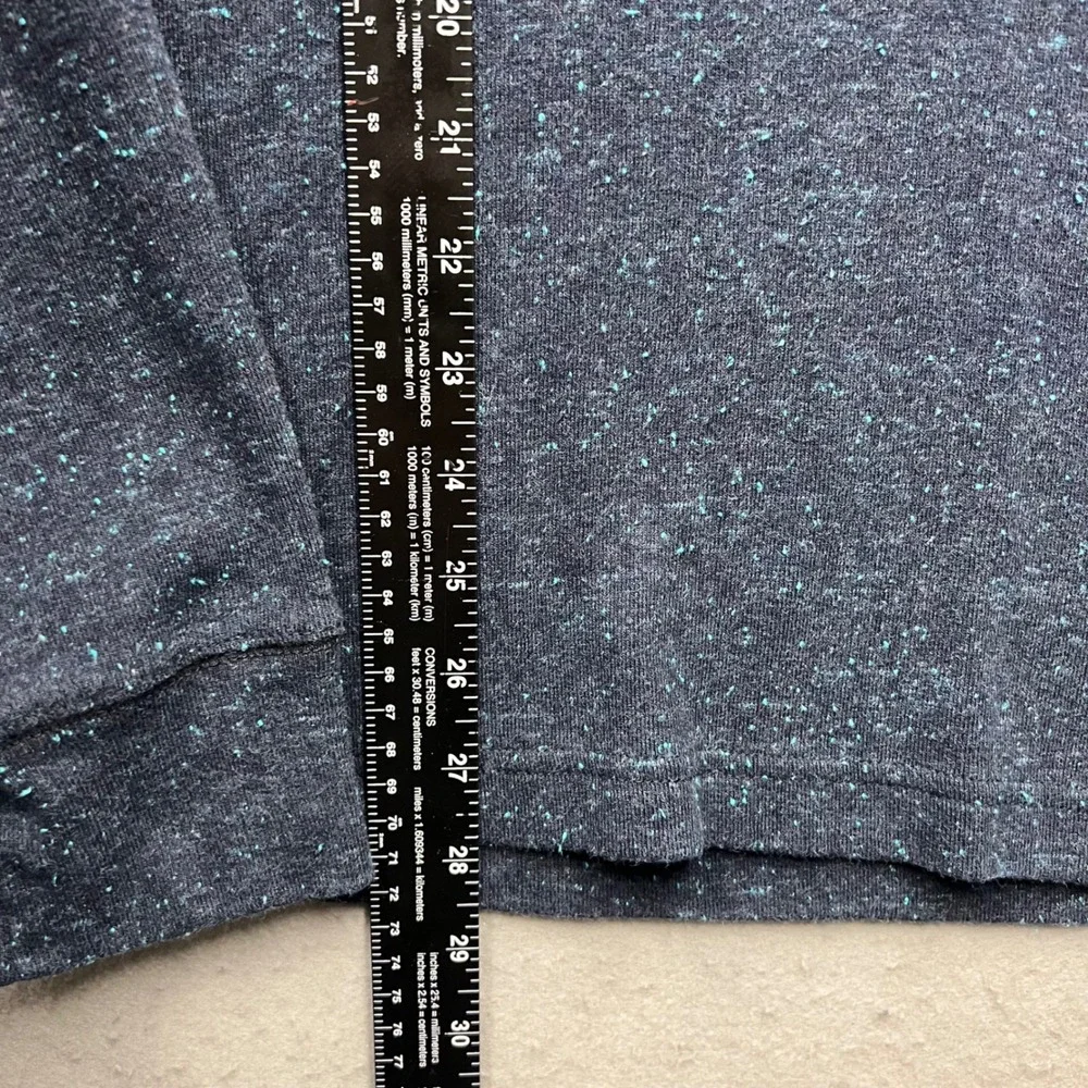 Vintage J. Crew Mens Oarsman Henley Shirt Large Navy Blue Teal Fleck Long Sleeve